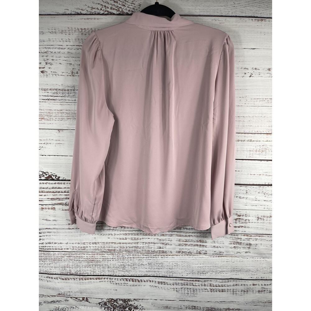 Adrianna Papell Blouse Women's SZ S Lavender Long Sleeve Pearl Button Dressy Top - Picture 8 of 8